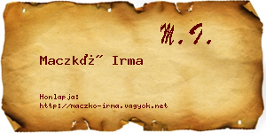 Maczkó Irma névjegykártya